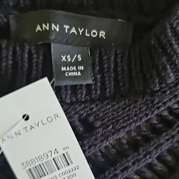 Ann Taylor Black Shrug with Asymmetrical Hem and Mesh Knit - Picture 4 of 7